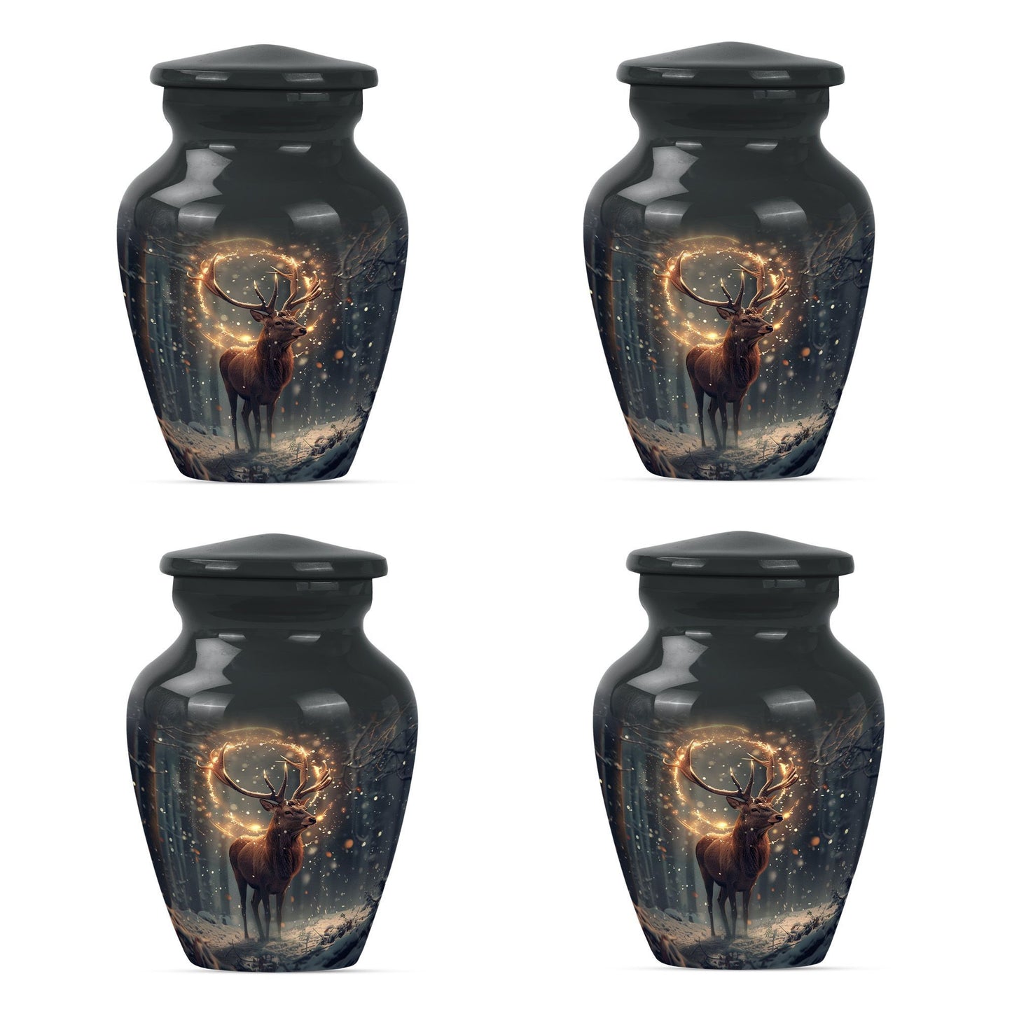  deer urn for memorial funeral, featuring wolf howling theme
