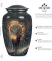  deer urn for memorial funeral, featuring wolf howling theme