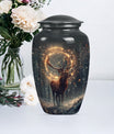  deer urn for memorial funeral, featuring wolf howling theme