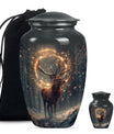  deer urn for memorial funeral, featuring wolf howling theme