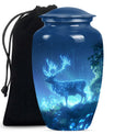 10-inch Classic Wolf Howling-themed Deer Cremation Medium Urn.