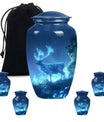 10-inch Classic Wolf Howling-themed Deer Cremation Medium Urn.