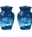 10-inch Classic Wolf Howling-themed Deer Cremation Medium Urn.