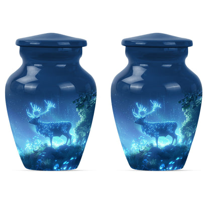 10-inch Classic Wolf Howling-themed Deer Cremation Medium Urn.
