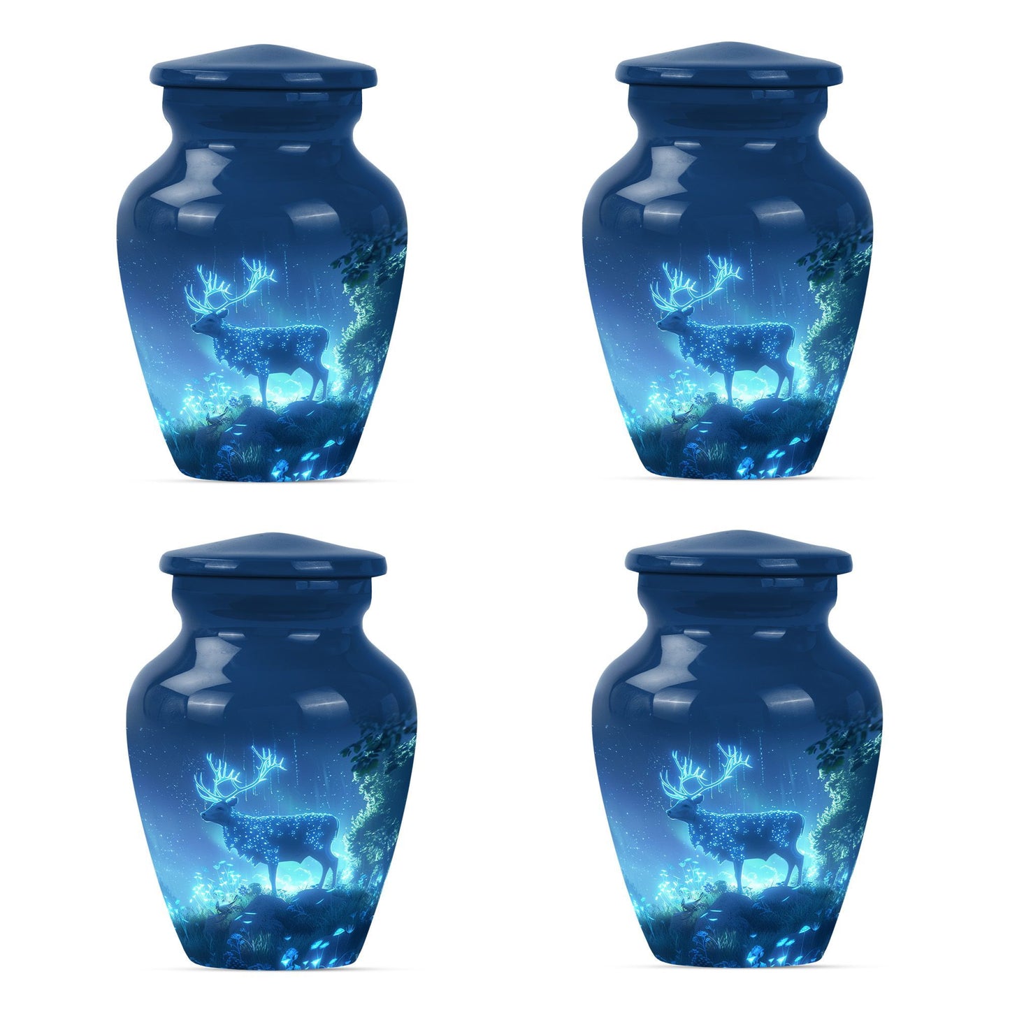 10-inch Classic Wolf Howling-themed Deer Cremation Medium Urn.