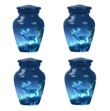 10-inch Classic Wolf Howling-themed Deer Cremation Medium Urn.