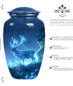 10-inch Classic Wolf Howling-themed Deer Cremation Medium Urn.