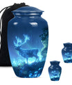 10-inch Classic Wolf Howling-themed Deer Cremation Medium Urn.