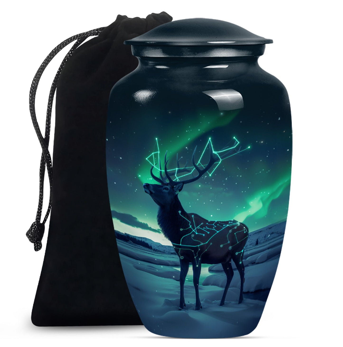 10-inch Classic Urn, Wolf Howling theme, 