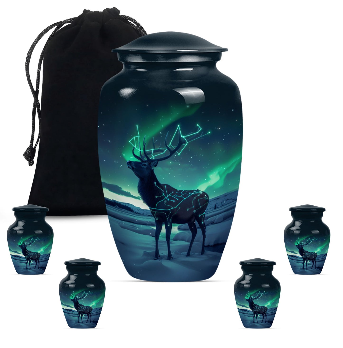 10-inch Classic Urn, Wolf Howling theme, 