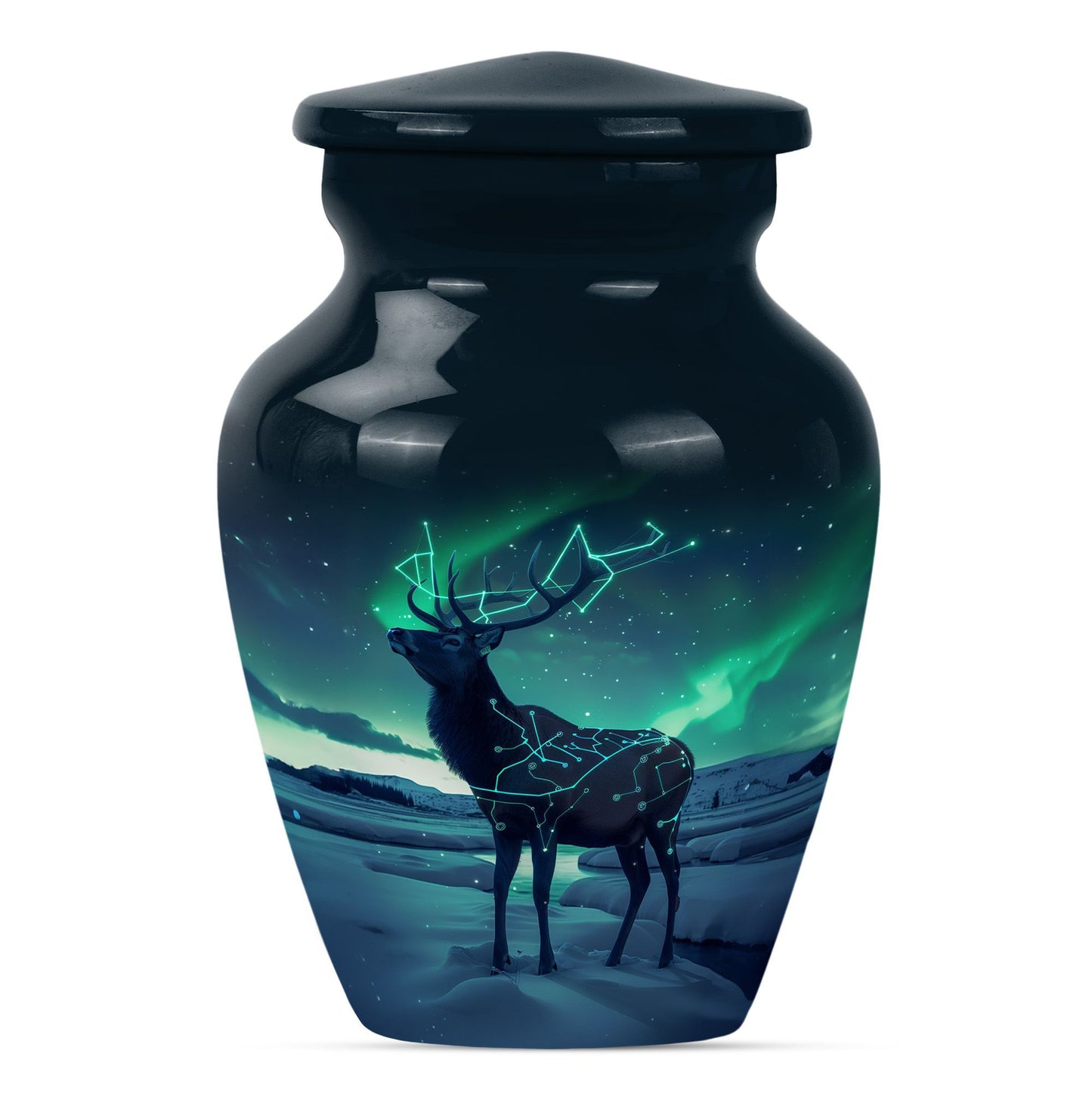 10-inch Classic Urn, Wolf Howling theme, 
