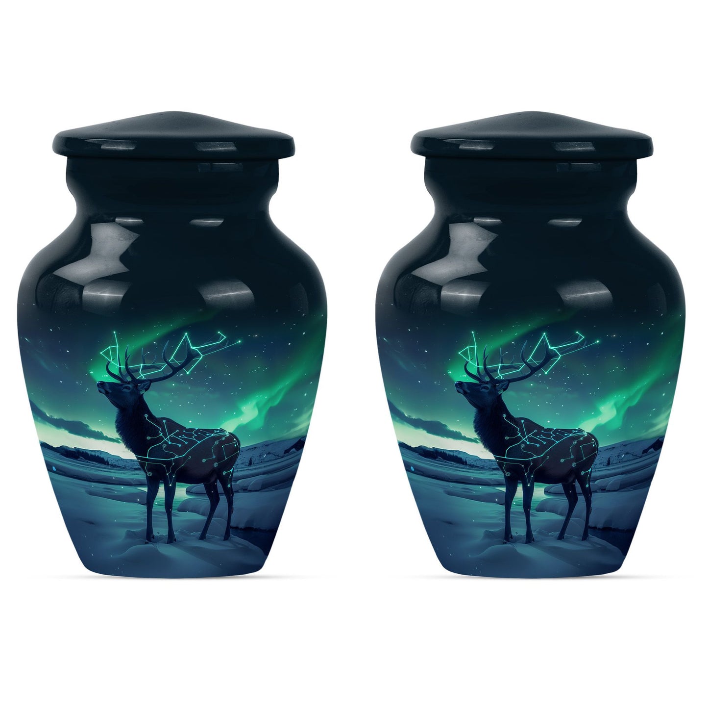 10-inch Classic Urn, Wolf Howling theme, 