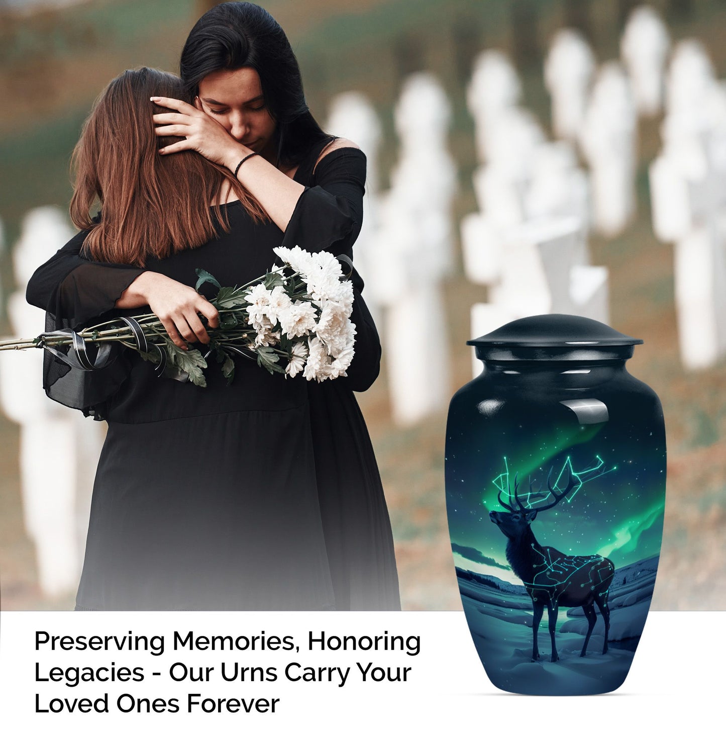 10-inch Classic Urn, Wolf Howling theme, 