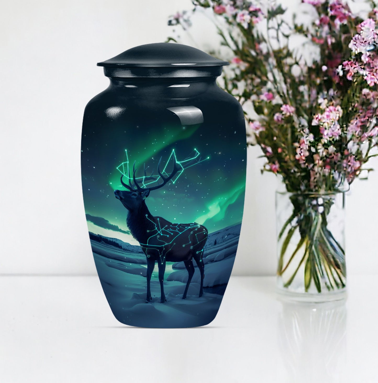 10-inch Classic Urn, Wolf Howling theme, 