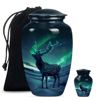 10-inch Classic Urn, Wolf Howling theme, 