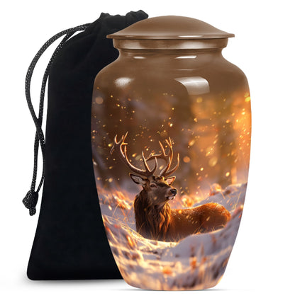 deer urn with wolf howling