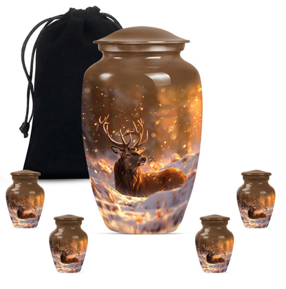 deer urn with wolf howling