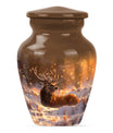 deer urn with wolf howling