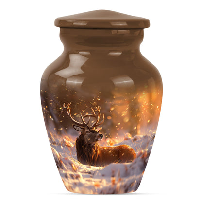 deer urn with wolf howling
