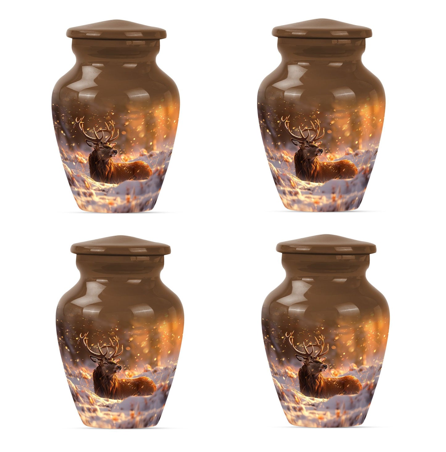 deer urn with wolf howling