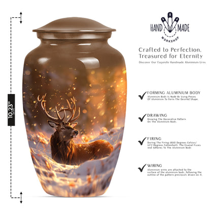 deer urn with wolf howling