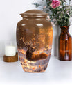 deer urn with wolf howling