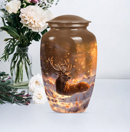 deer urn with wolf howling
