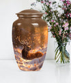 deer urn with wolf howling