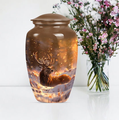 deer urn with wolf howling