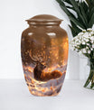 deer urn with wolf howling
