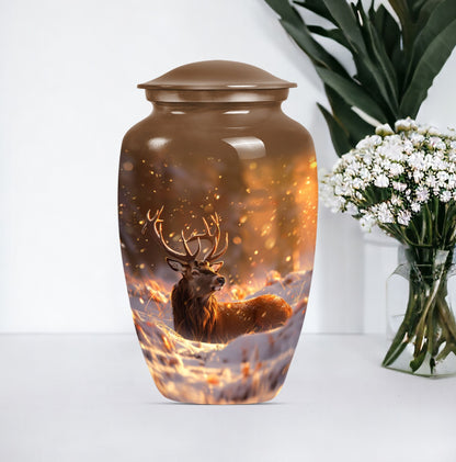 deer urn with wolf howling
