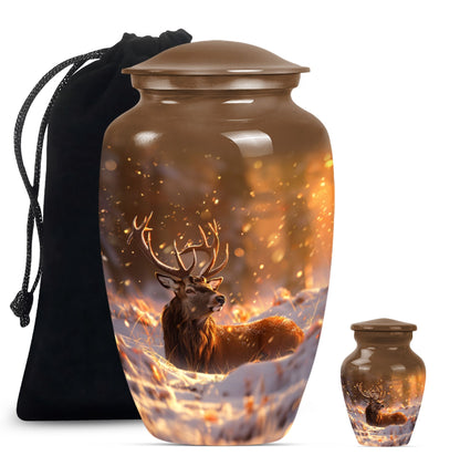 deer urn with wolf howling