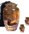 deer urn with wolf howling