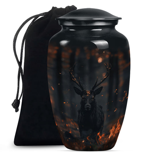 deer urn in aluminium, personalized for burial