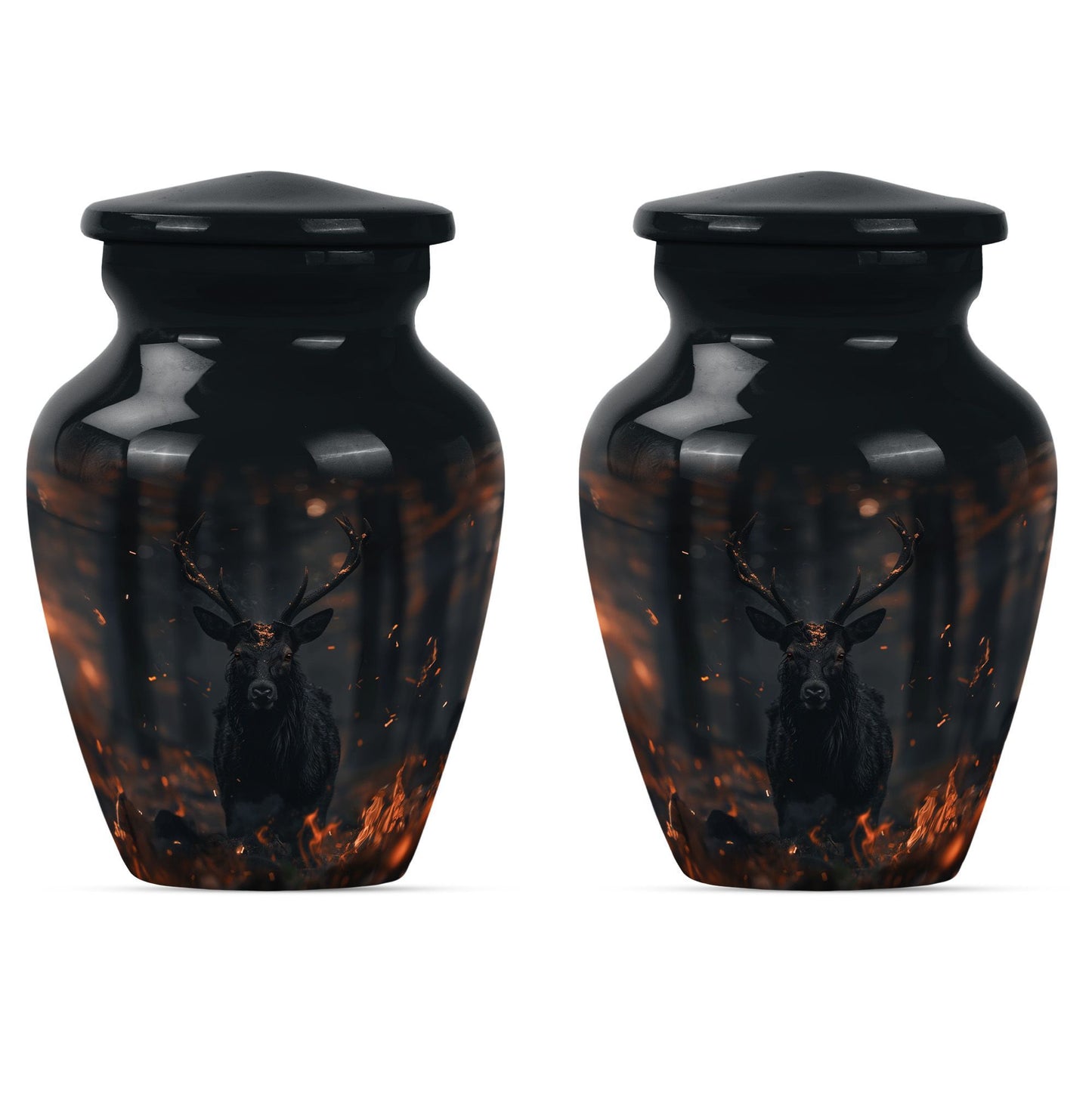 deer urn in aluminium, personalized for burial