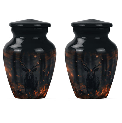 deer urn in aluminium, personalized for burial