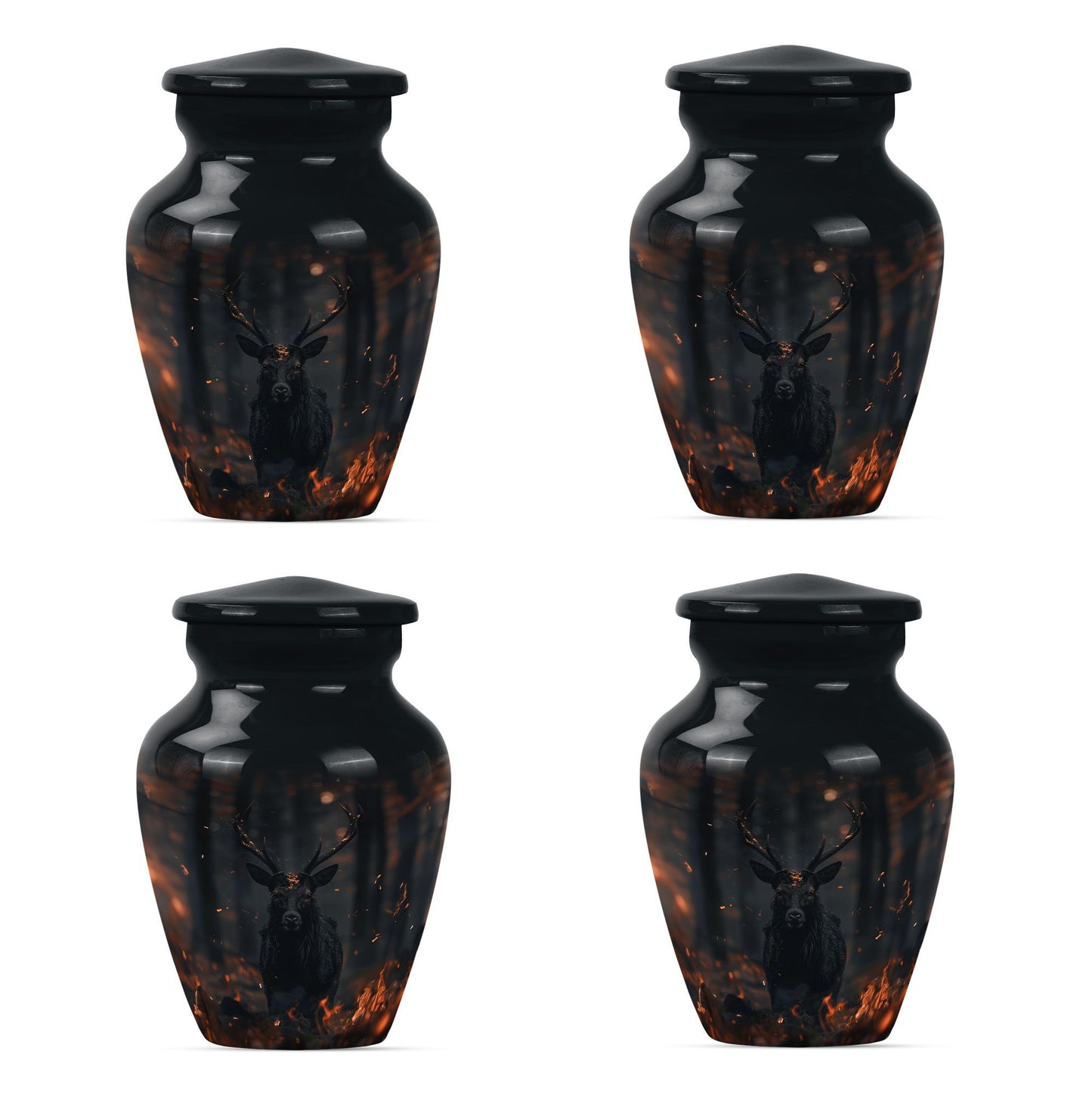 deer urn in aluminium, personalized for burial