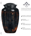 deer urn in aluminium, personalized for burial