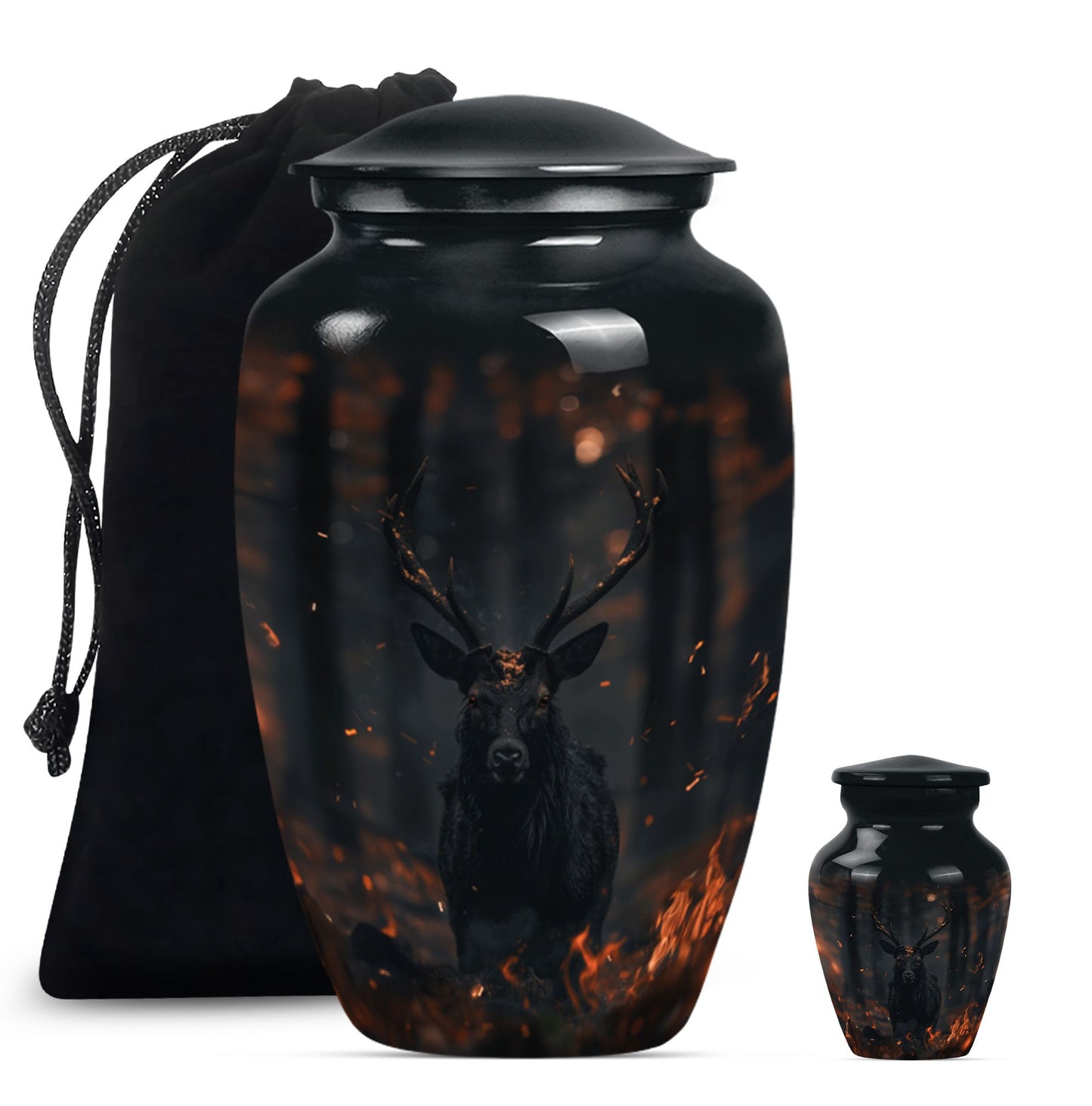 deer urn in aluminium, personalized for burial