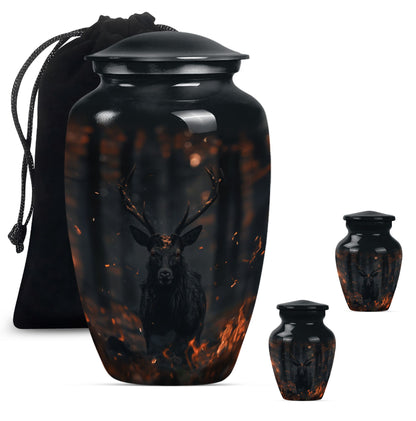 deer urn in aluminium, personalized for burial
