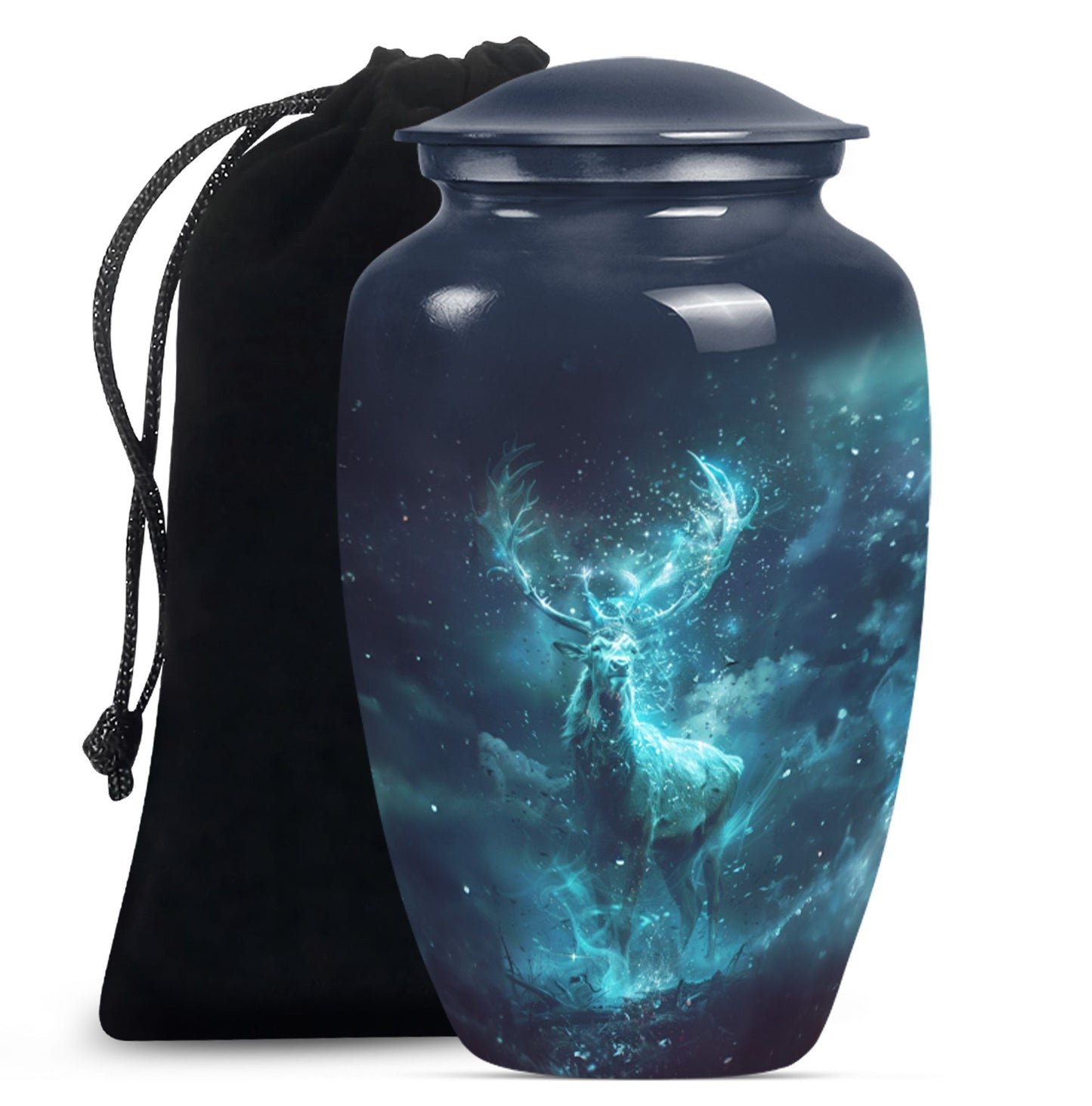 Classic 10-inch deer urn, large cremation urn for ashes.