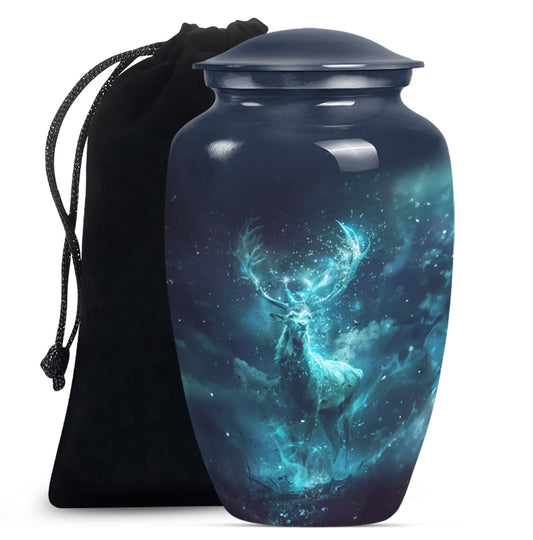 Classic 10-inch deer urn, large cremation urn for ashes.