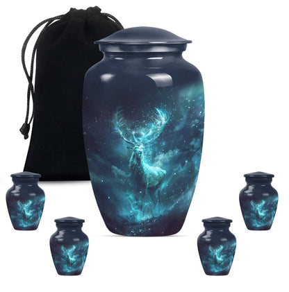 Classic 10-inch deer urn, large cremation urn for ashes.
