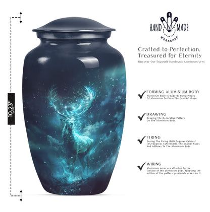 Classic 10-inch deer urn, large cremation urn for ashes.