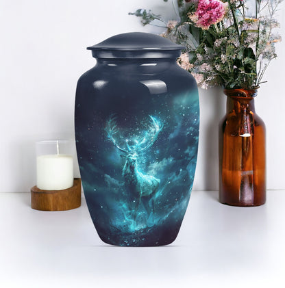 Classic 10-inch deer urn, large cremation urn for ashes.