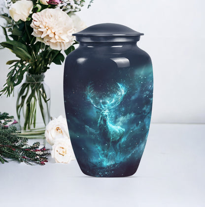 Classic 10-inch deer urn, large cremation urn for ashes.