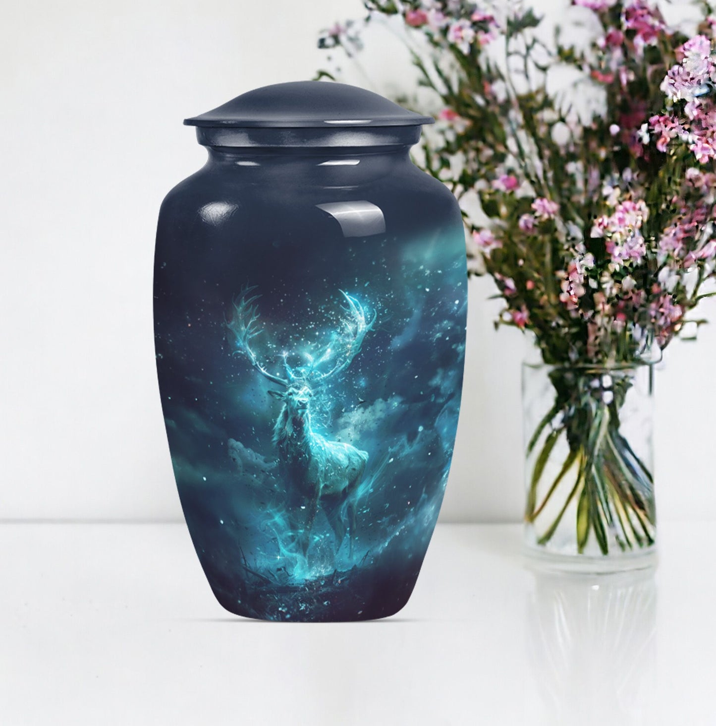 Classic 10-inch deer urn, large cremation urn for ashes.