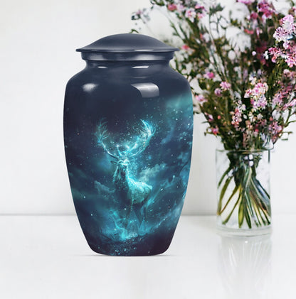 Classic 10-inch deer urn, large cremation urn for ashes.