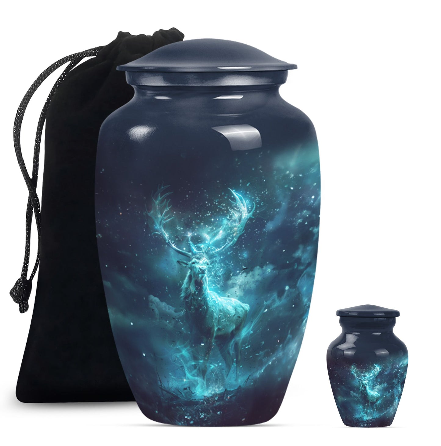 Classic 10-inch deer urn, large cremation urn for ashes.