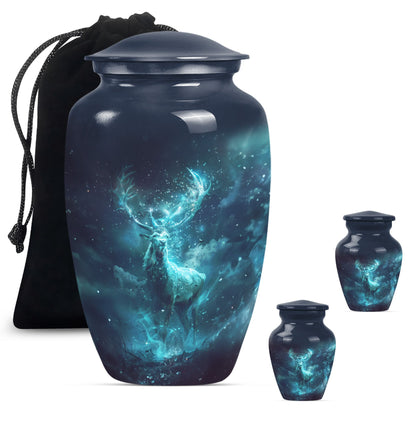 Classic 10-inch deer urn, large cremation urn for ashes.